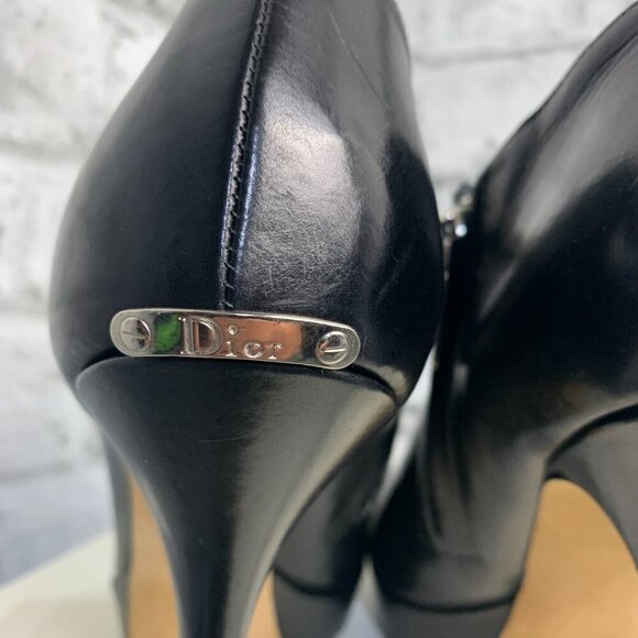 Dior Black Leather Bootie Platform Stiletto Ankle Short Boots - Picture 10 of 14
